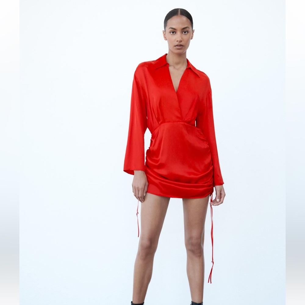 Zara drapped satin effect dress